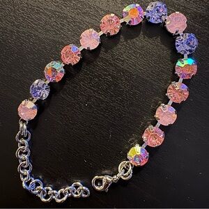 Ombre Aurora Borealis Pink Purple Crystal Tennis Bracelet (Silver Tone)